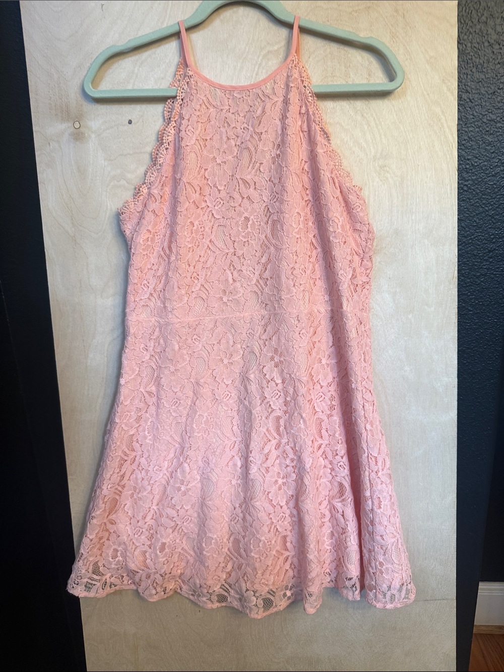 Altar'd State Light Pink Lace Halter Mini Dress junior